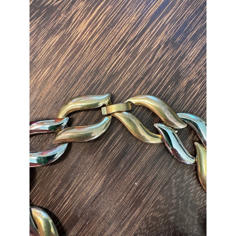 Vintage Bicolor Silver/Gold Tone Chain Link necklace. - Picture 4 of 4